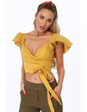 Mustard blouse with ruffles on the shoulders 97300 - Online store - Boutique